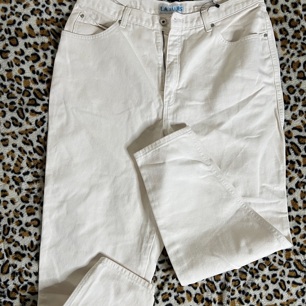 LA Blues Vintage White Denim Straight Jeans size 14/16